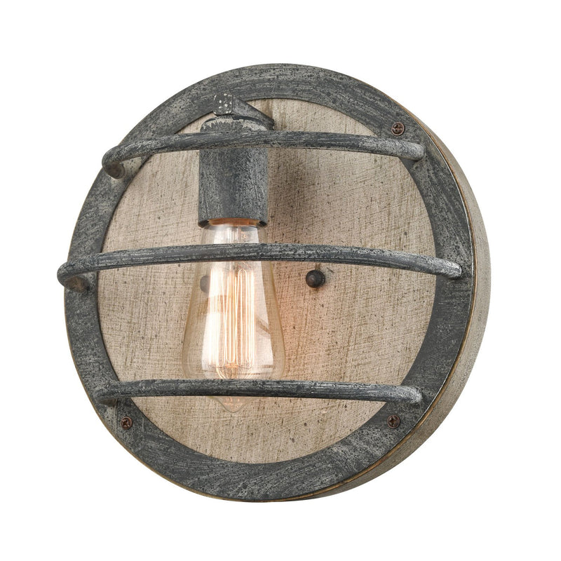 Rustic Wood Wall Sconce Oak with Mock-Mold Finish