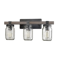 Mason Jar Glass Wall Sconce 3-Light Distressed Bath Vanity Lights