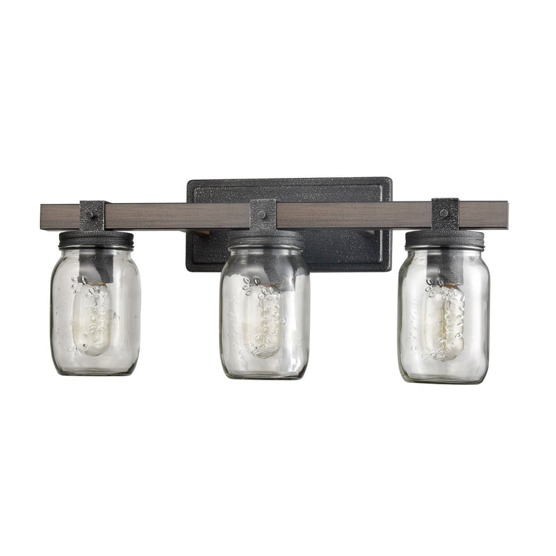 Mason Jar Glass Wall Sconce 3-Light Distressed Bath Vanity Lights