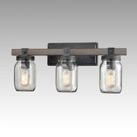 Mason Jar Glass Wall Sconce 3-Light Distressed Bath Vanity Lights