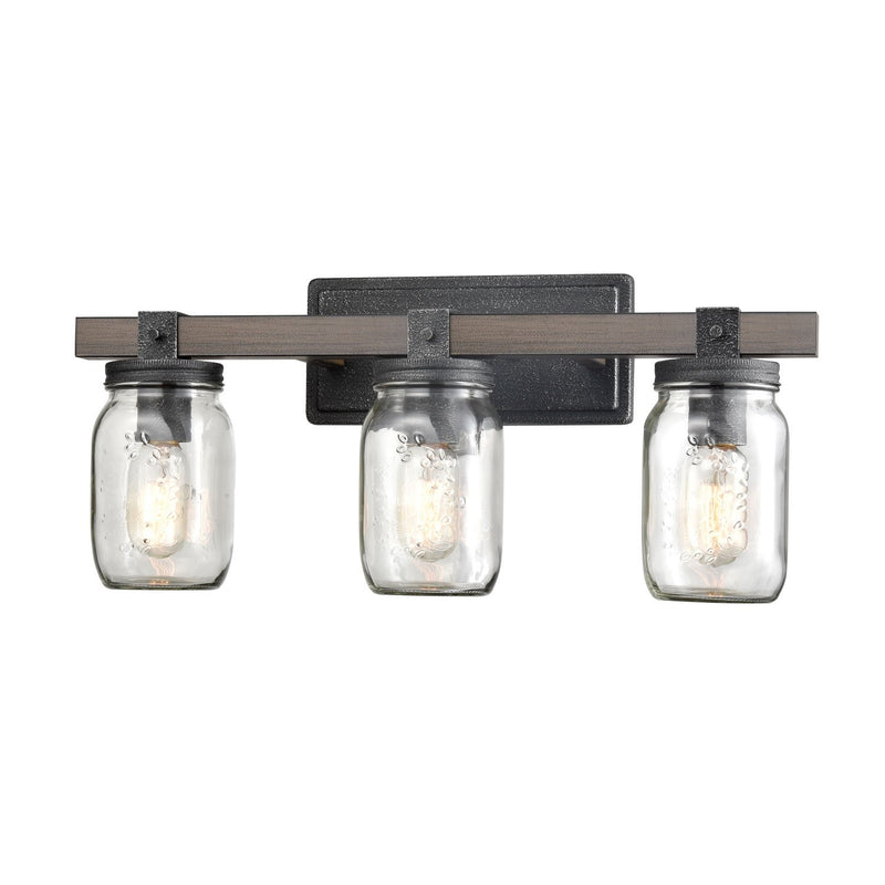 Mason Jar Glass Wall Sconce 3-Light Distressed Bath Vanity Lights