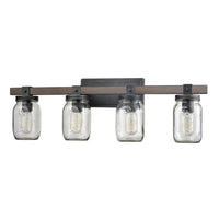 Mason Jar Glass Wall Sconce 4-Light Distressed Bath Vanity Lights