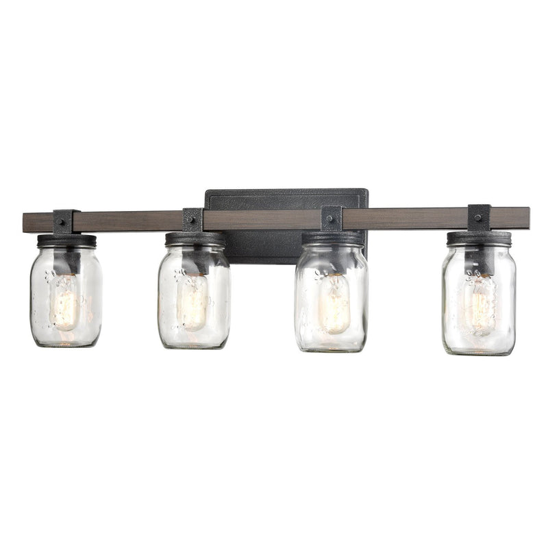 Mason Jar Glass Wall Sconce 4-Light Distressed Bath Vanity Lights
