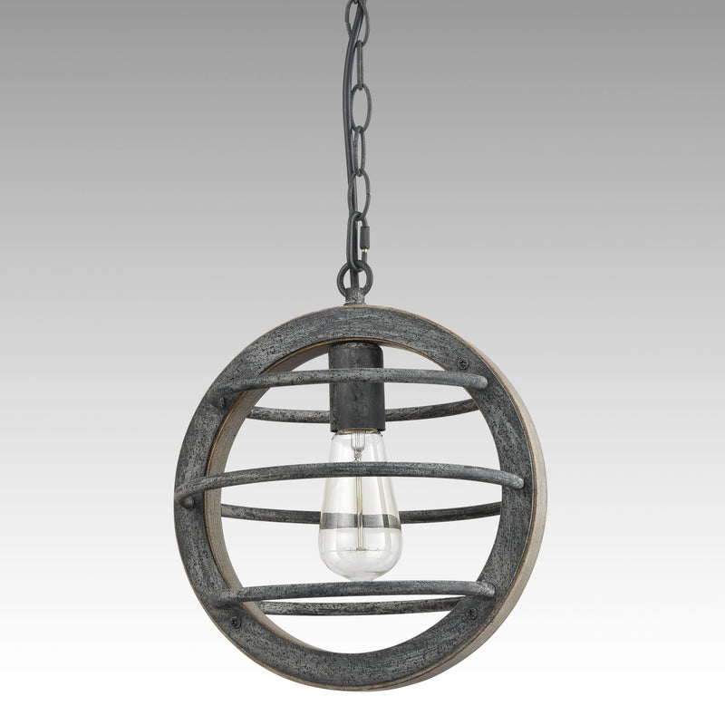 Globe Wood Pendant Light Stained Mock-Mold Finish