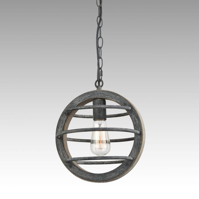 Globe Wood Pendant Light Stained Mock-Mold Finish