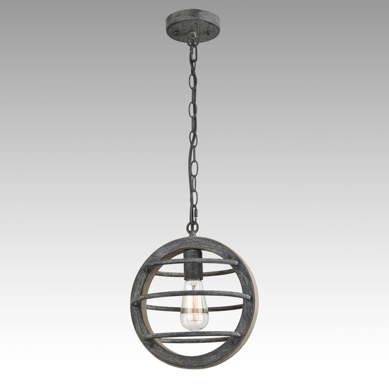 Globe Wood Pendant Light Stained Mock-Mold Finish