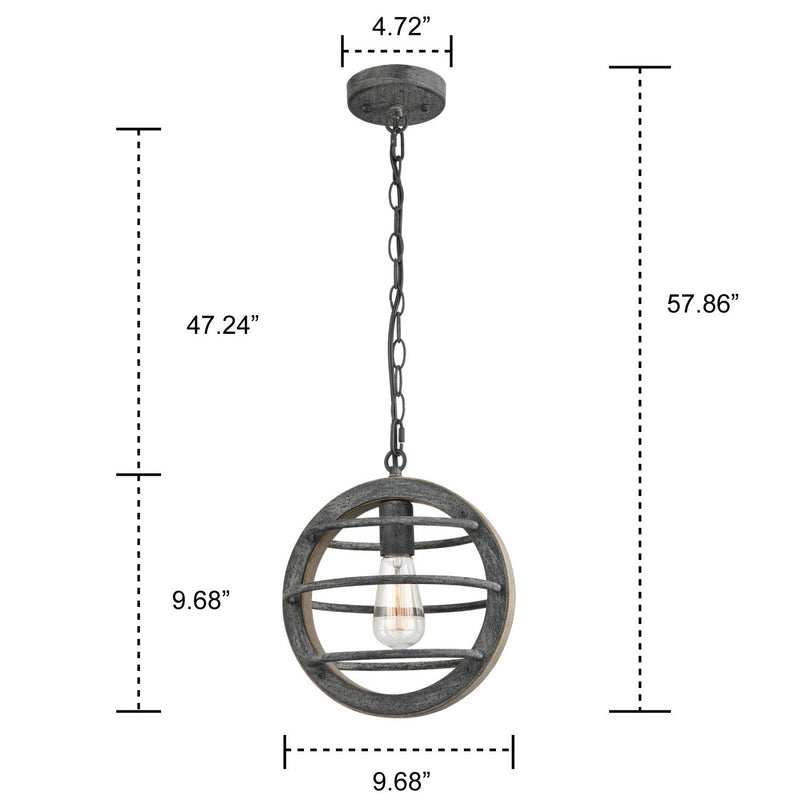 Globe Wood Pendant Light Stained Mock-Mold Finish