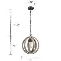 Staircase Globe Metal Rustic Wood chandeliers with 1 Light