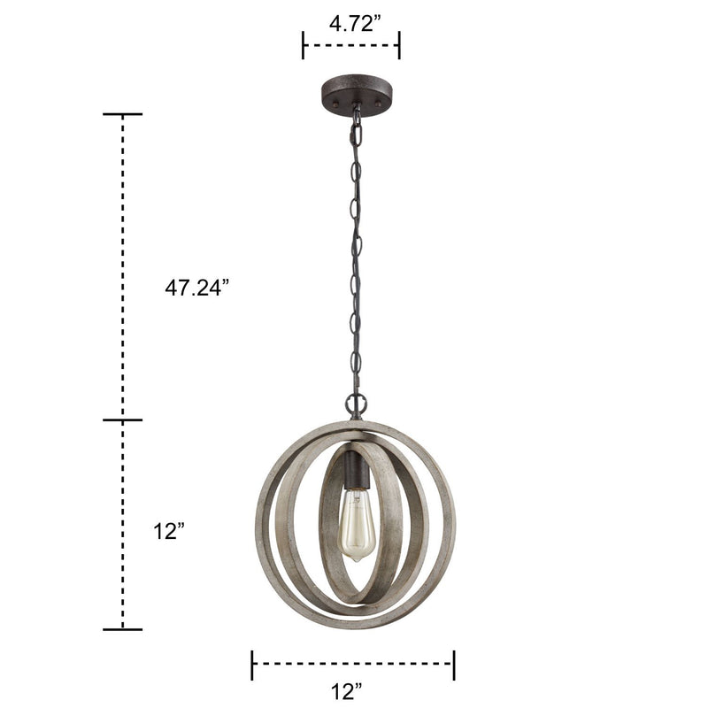 Staircase Globe Metal Rustic Wood chandeliers with 1 Light