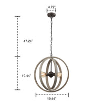 Globe Metal Rustic Wood Dining Room chandeliers with 4 Lights