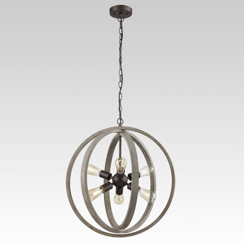 Globe Metal Rustic Wood Dining Room chandeliers with 6 Lights
