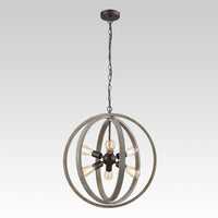 Globe Metal Rustic Wood Dining Room chandeliers with 6 Lights