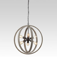 Globe Metal Rustic Wood Dining Room chandeliers with 6 Lights