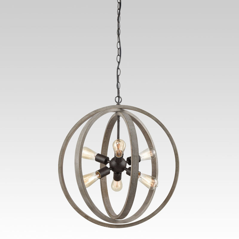 Globe Metal Rustic Wood Dining Room chandeliers with 6 Lights