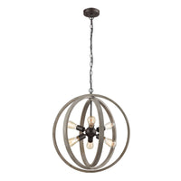Globe Metal Rustic Wood Dining Room chandeliers with 6 Lights