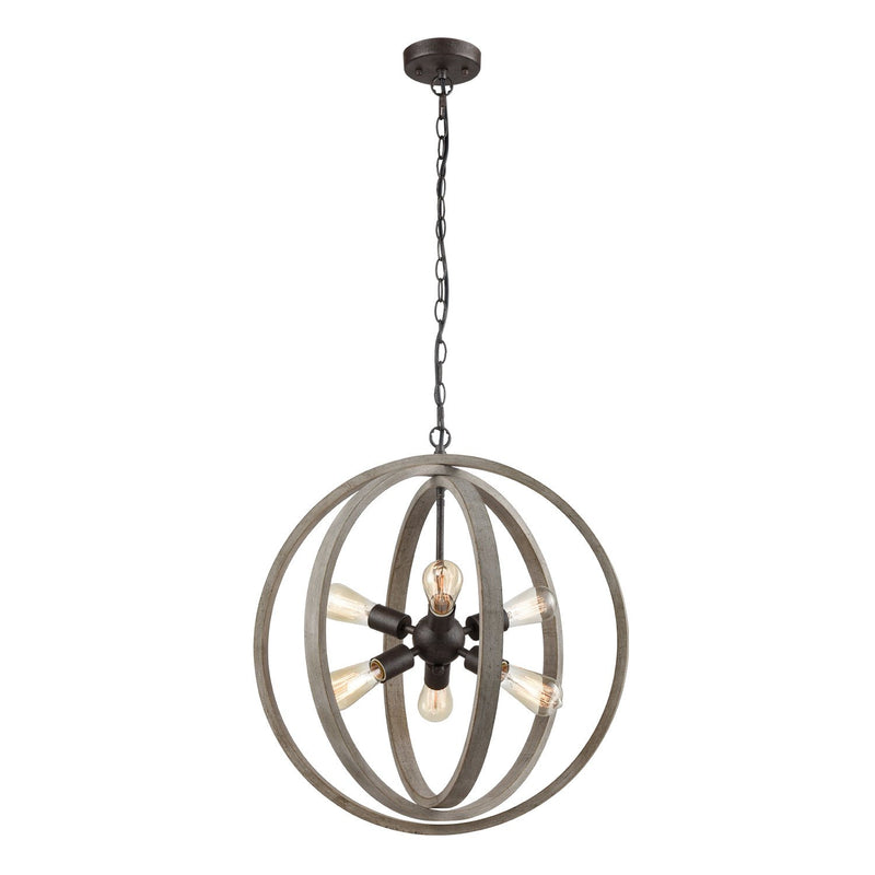 Globe Metal Rustic Wood Dining Room chandeliers with 6 Lights