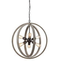 Globe Metal Rustic Wood Dining Room chandeliers with 6 Lights