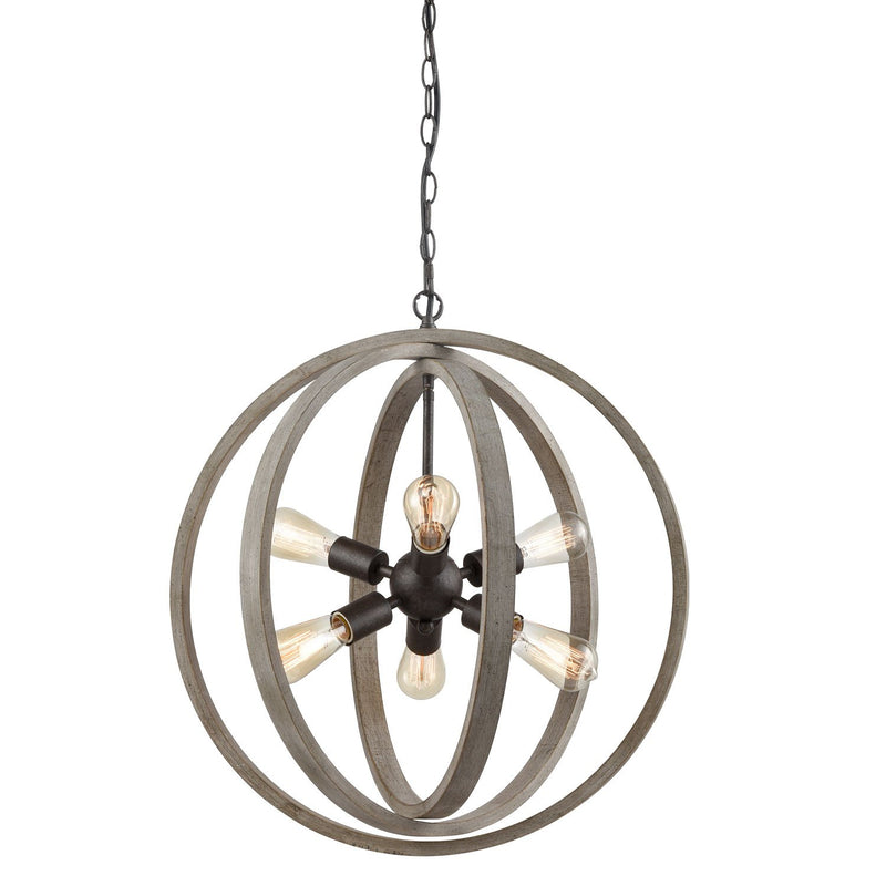 Globe Metal Rustic Wood Dining Room chandeliers with 6 Lights