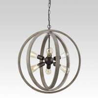 Globe Metal Rustic Wood Dining Room chandeliers with 6 Lights