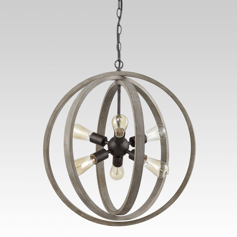 Globe Metal Rustic Wood Dining Room chandeliers with 6 Lights