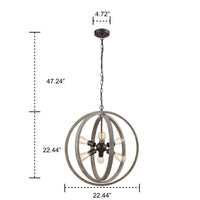 Globe Metal Rustic Wood Dining Room chandeliers with 6 Lights