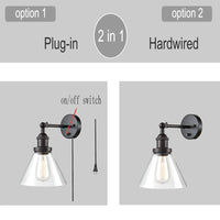 Plug In Wall Sconce Oil Rubbed Bronze with On/Off Switch Set of 2