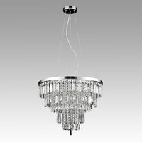 Contemporary Faceted Crystal Six Lights Chandelier/Pendant Light