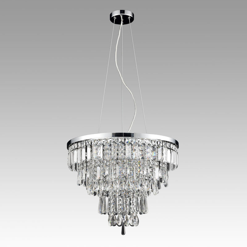 Contemporary Faceted Crystal Six Lights Chandelier/Pendant Light