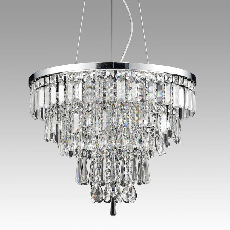 Contemporary Faceted Crystal Six Lights Chandelier/Pendant Light