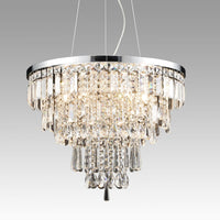 Contemporary Faceted Crystal Six Lights Chandelier/Pendant Light