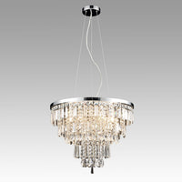 Contemporary Faceted Crystal Six Lights Chandelier/Pendant Light