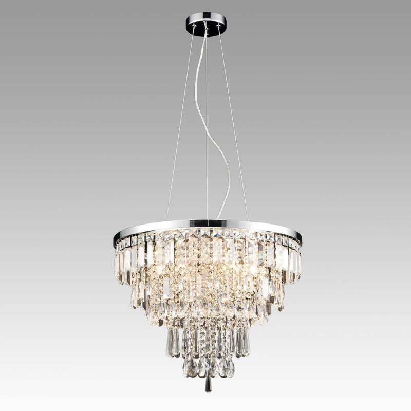 Contemporary Faceted Crystal Six Lights Chandelier/Pendant Light