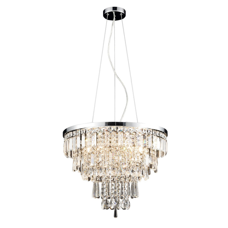 Contemporary Faceted Crystal Six Lights Chandelier/Pendant Light