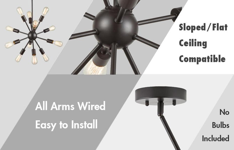 Caserta Sputnik Chandelier Metal 12-Light Ceiling Light Foyer Pendant LED ORB Chandelier Lighting