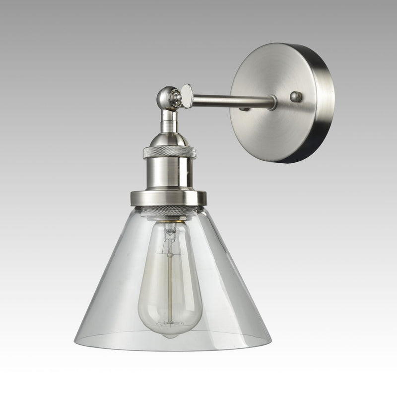 Plug In Wall Sconce Brushed Nickel with On/Off Switch Set of 2