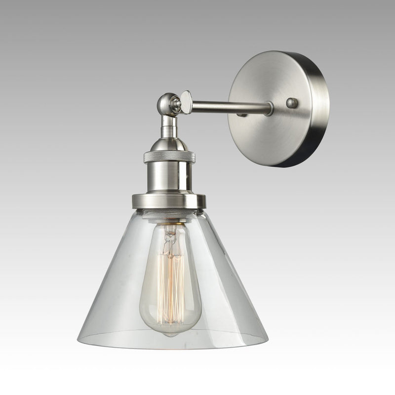 Plug In Wall Sconce Brushed Nickel with On/Off Switch Set of 2