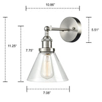 Plug In Wall Sconce Brushed Nickel with On/Off Switch Set of 2