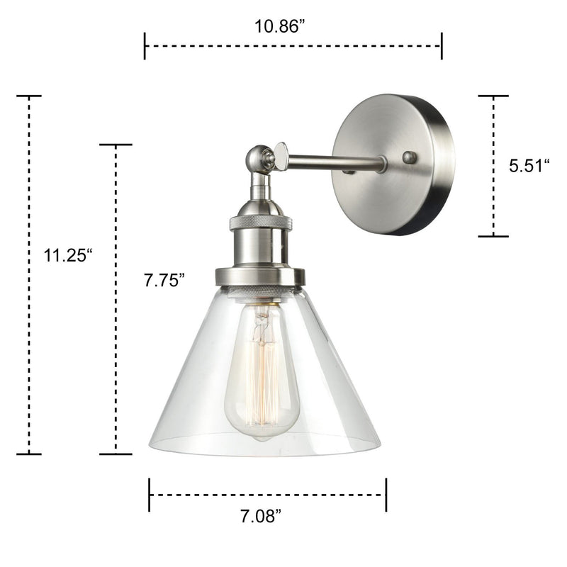 Plug In Wall Sconce Brushed Nickel with On/Off Switch Set of 2