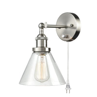 Plug In Wall Sconce Brushed Nickel with On/Off Switch Set of 2