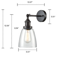 1 Light Mini Glass Wall Sconce Oil Rubbed Bronze Bath Light