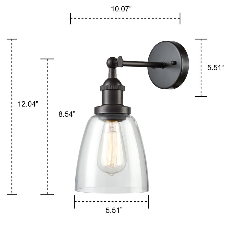 1 Light Mini Glass Wall Sconce Oil Rubbed Bronze Bath Light