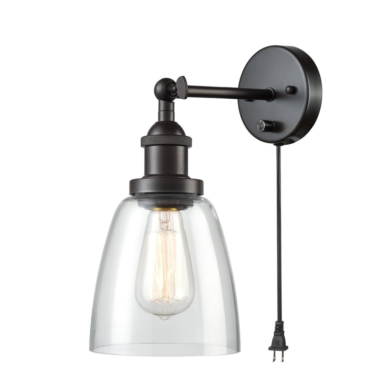 1 Light Mini Glass Wall Sconce Oil Rubbed Bronze Bath Light