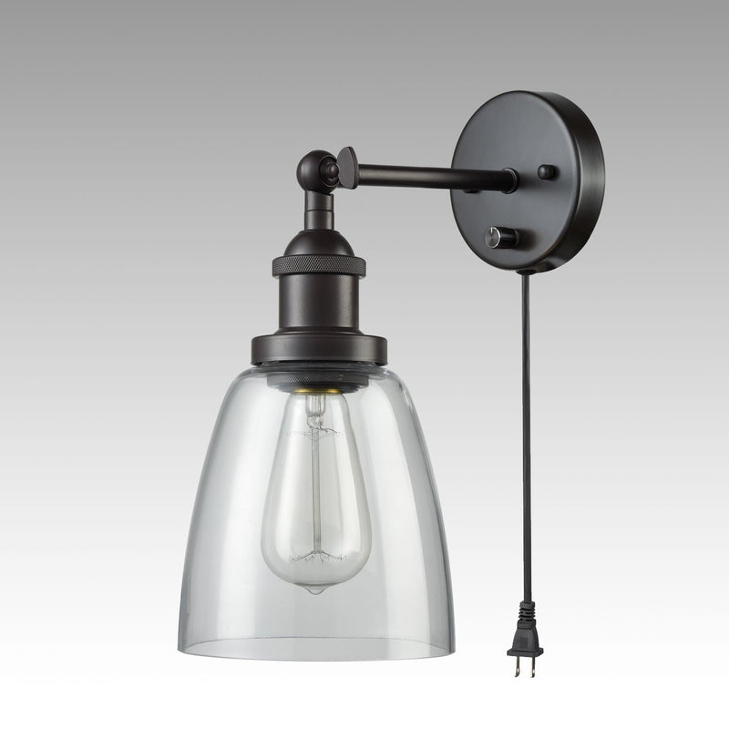 1 Light Mini Glass Wall Sconce Oil Rubbed Bronze Bath Light