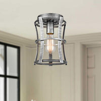 Antique Silver Lantern Cage Flush Mount Ceiling Lights