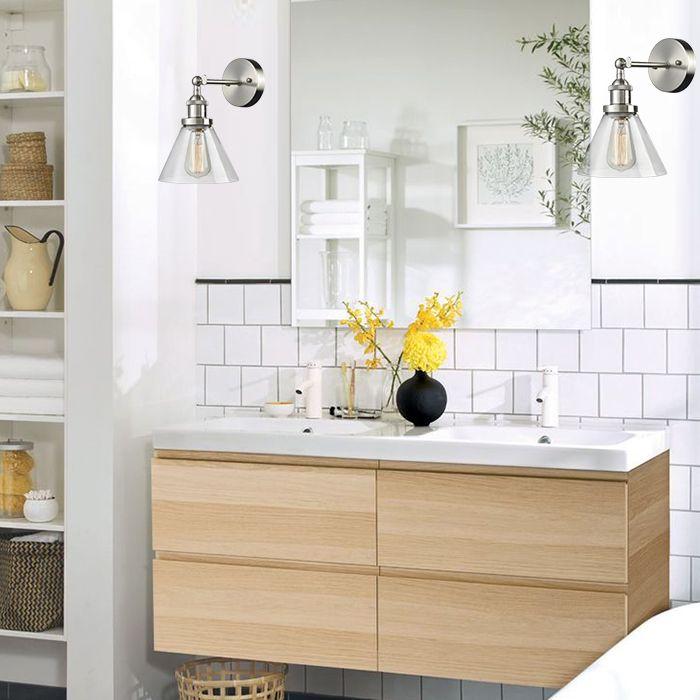 Plug In Wall Sconce Brushed Nickel with On/Off Switch Set of 2