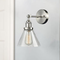 Plug In Wall Sconce Brushed Nickel with On/Off Switch Set of 2