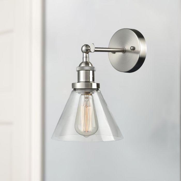 Plug In Wall Sconce Brushed Nickel with On/Off Switch Set of 2