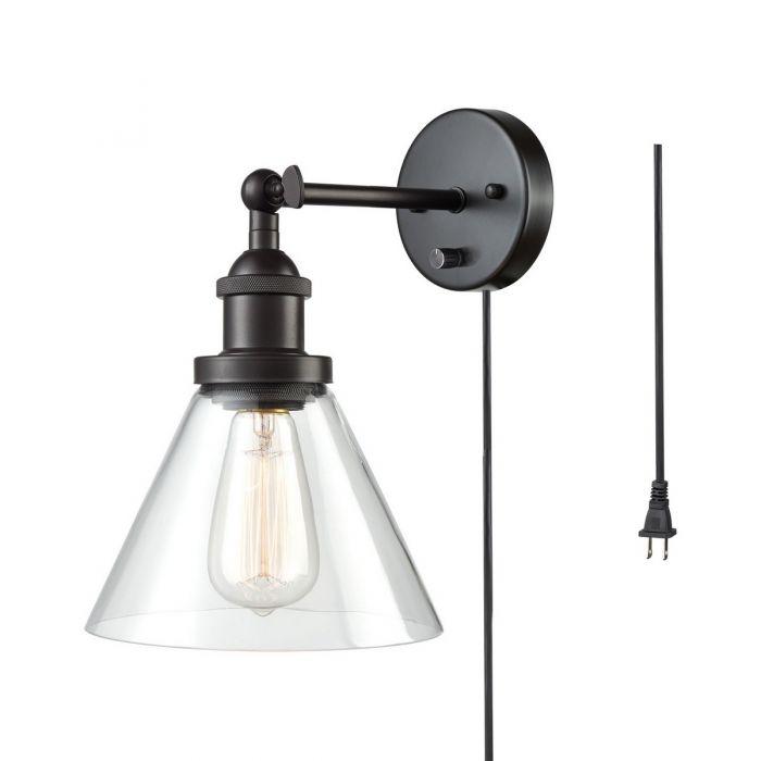 Plug In Wall Sconce Oil Rubbed Bronze with On/Off Switch Set of 2