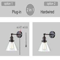 Plug In Wall Sconce Oil Rubbed Bronze with On/Off Switch Set of 2