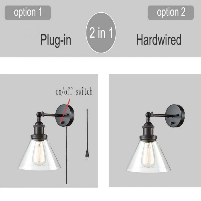 Plug In Wall Sconce Oil Rubbed Bronze with On/Off Switch Set of 2